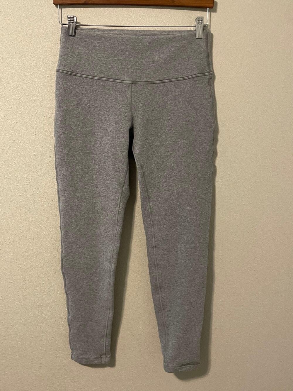 Lululemon Leggings Womens 8 Gray High Rise Capri Crop Yoga Pants Soft Fleece